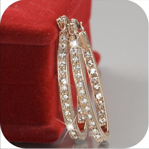 9k gold filled stones LG huggie back earrings - Picture 7 of 7
